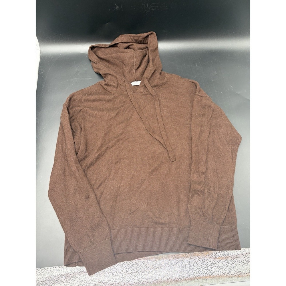 Member's Mark Women's Rib Trim Luxe Cashmere Blend Hoodie (Chocolate Brown, S)